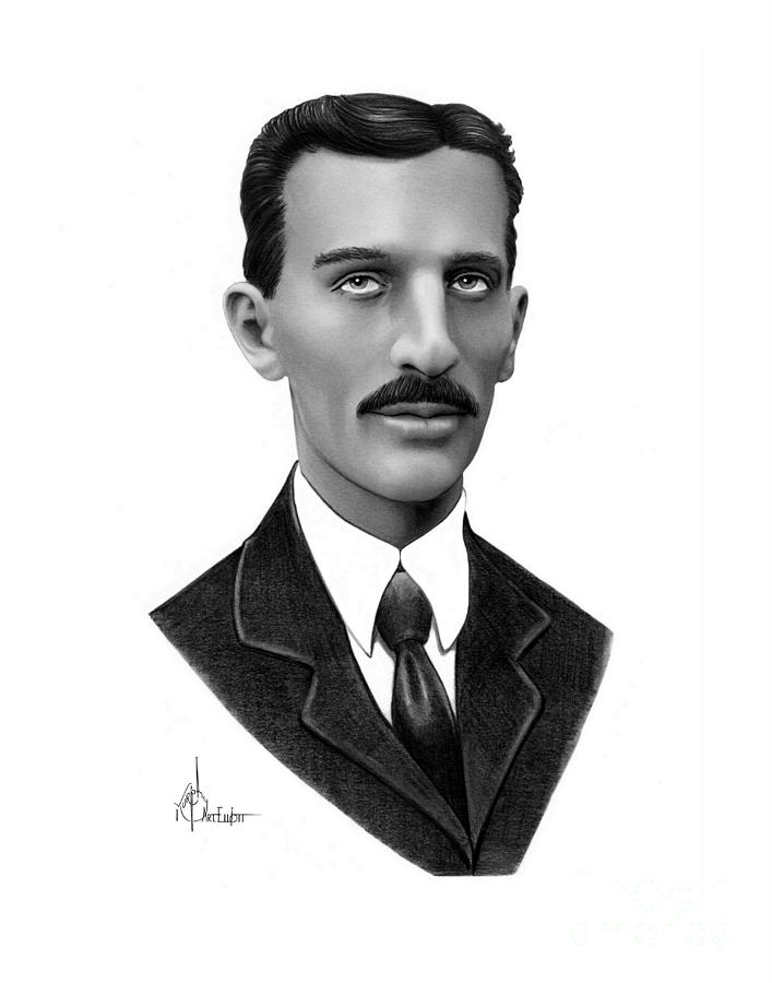 Nikola Tesla drawing Drawing by Murphy Elliott