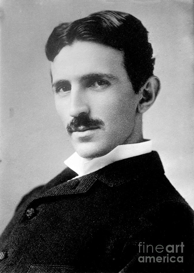 Portrait Photograph - Nikola Tesla, Serbian-american Inventor by Science Source