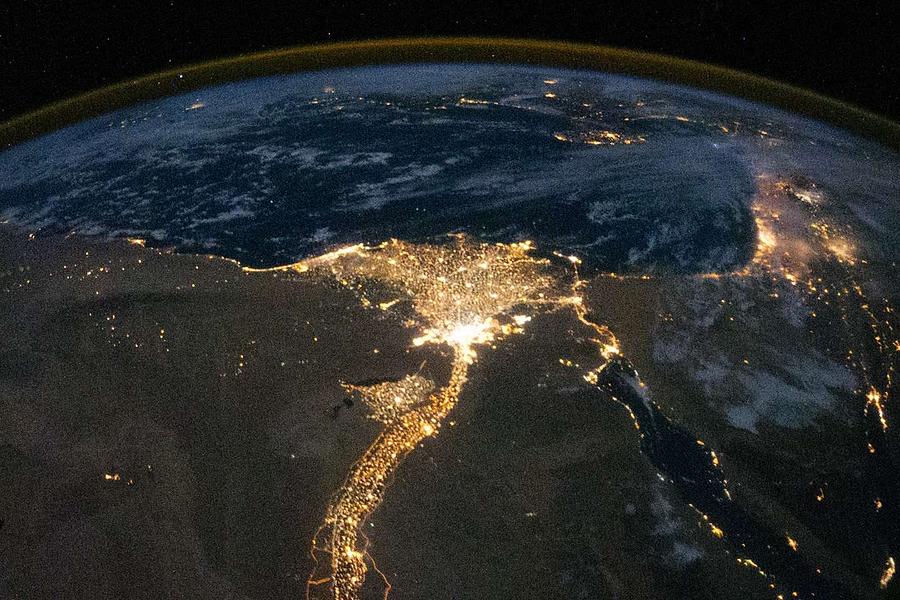 Nile River Delta at Night Painting by Celestial Images