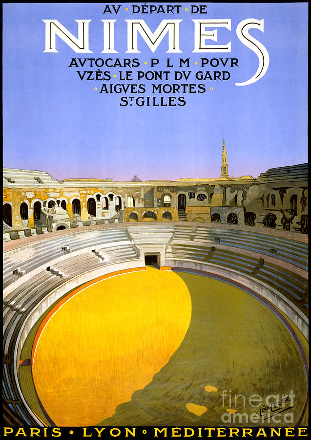 Vintage Painting - Nimes France Vintage Travel Poster Restored by Vintage Treasure