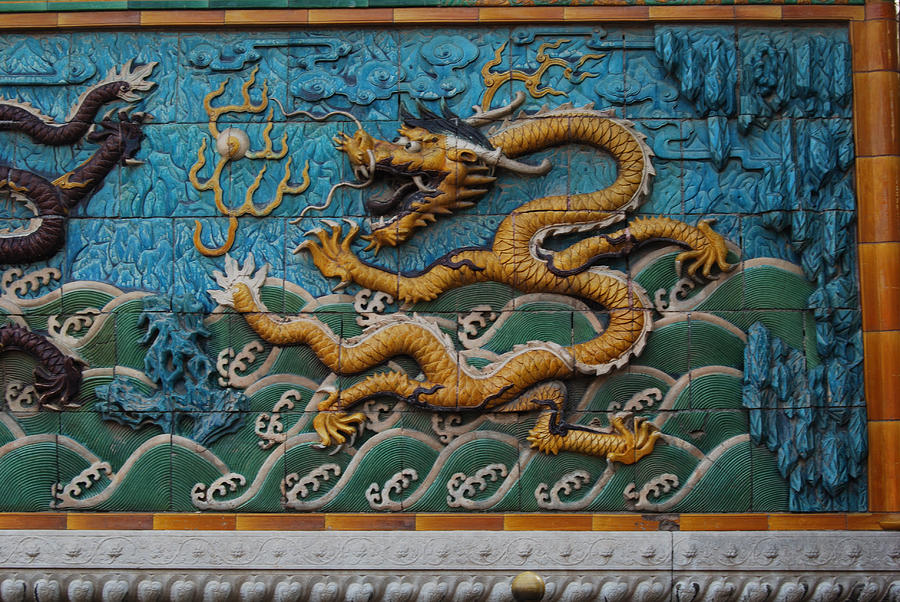 Pattern Digital Art - Nine-Dragon Wall by Maye Loeser