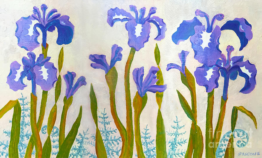 Nine Iris Painting by Teresa Ascone