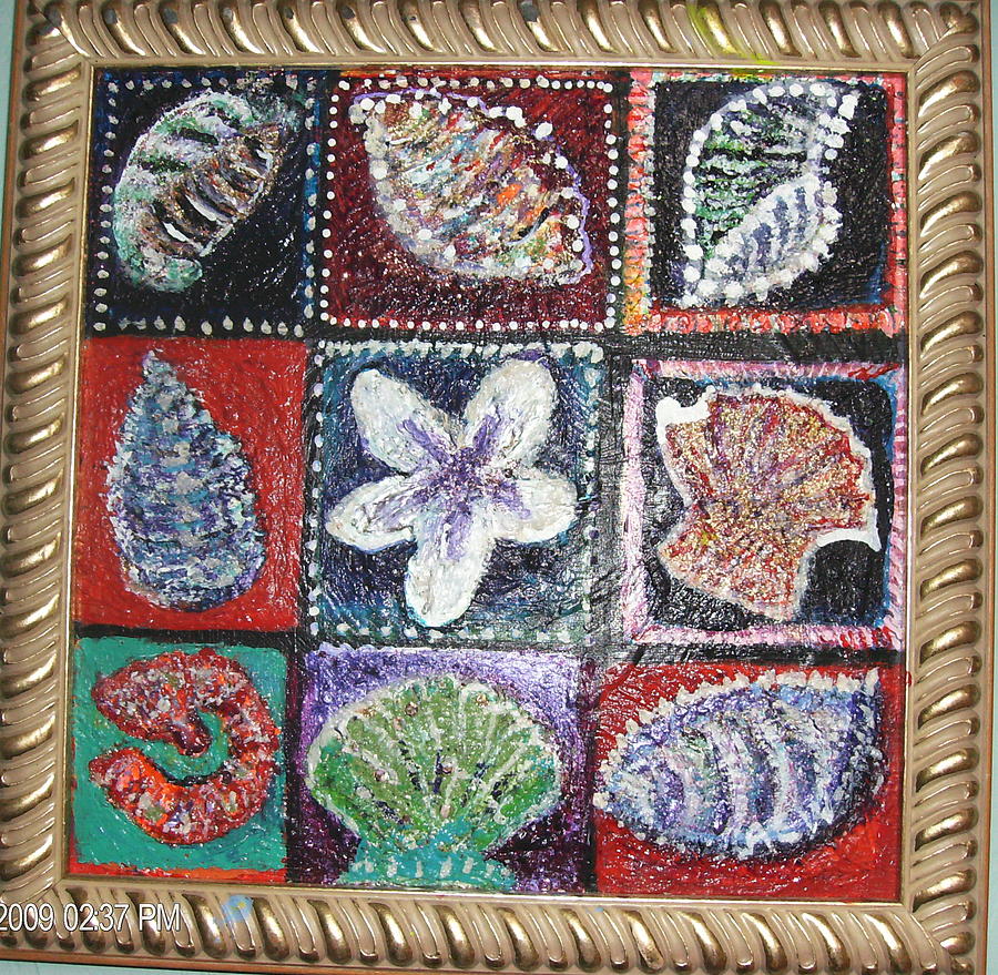 Nine Pretty Shells Framed Mixed Media by Anne-Elizabeth Whiteway - Fine ...