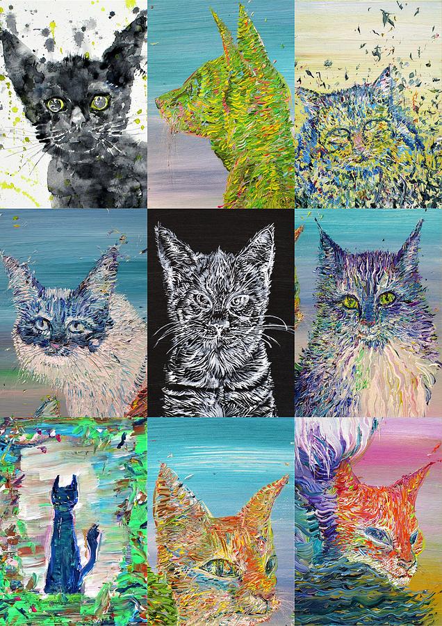 Nine Times Cats Painting by Fabrizio Cassetta