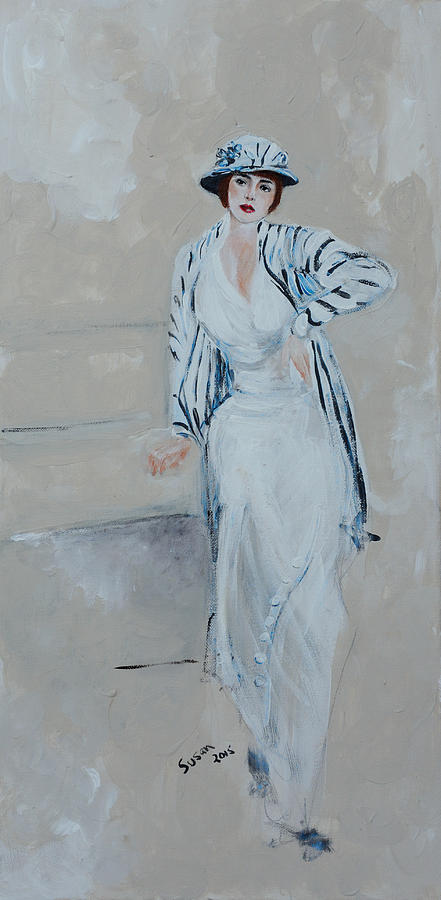 Portrait Painting - Nineteen Twenties Lady In Striped Jacket by Susan Adams