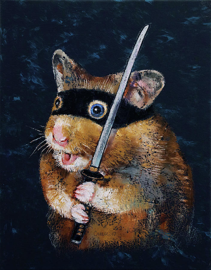 Ninja Hamster Painting by Michael Creese