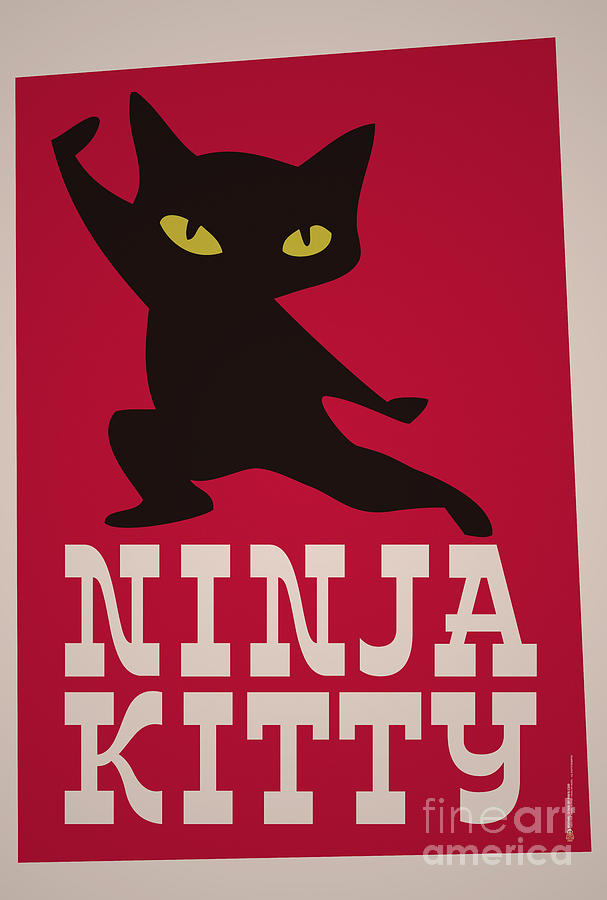 Ninja Kitty Retro Poster Mixed Media by Tom Mayer II Monkey Crisis On Mars