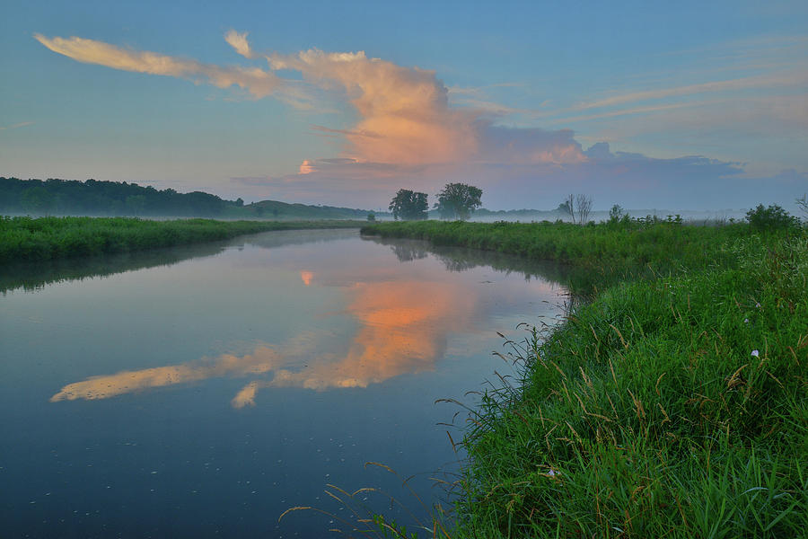 Nippersink Creek Reflection at Sunrise in Glacial Park Photograph by Ray Mathis