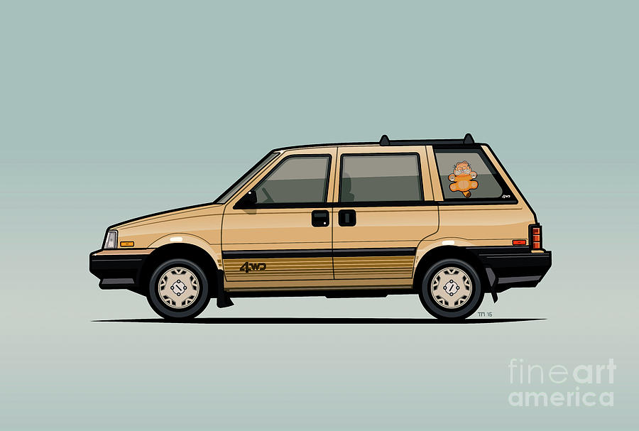 Nissan Stanza / Prairie 4wd Wagon Gold Digital Art by Tom Mayer II Monkey Crisis On Mars