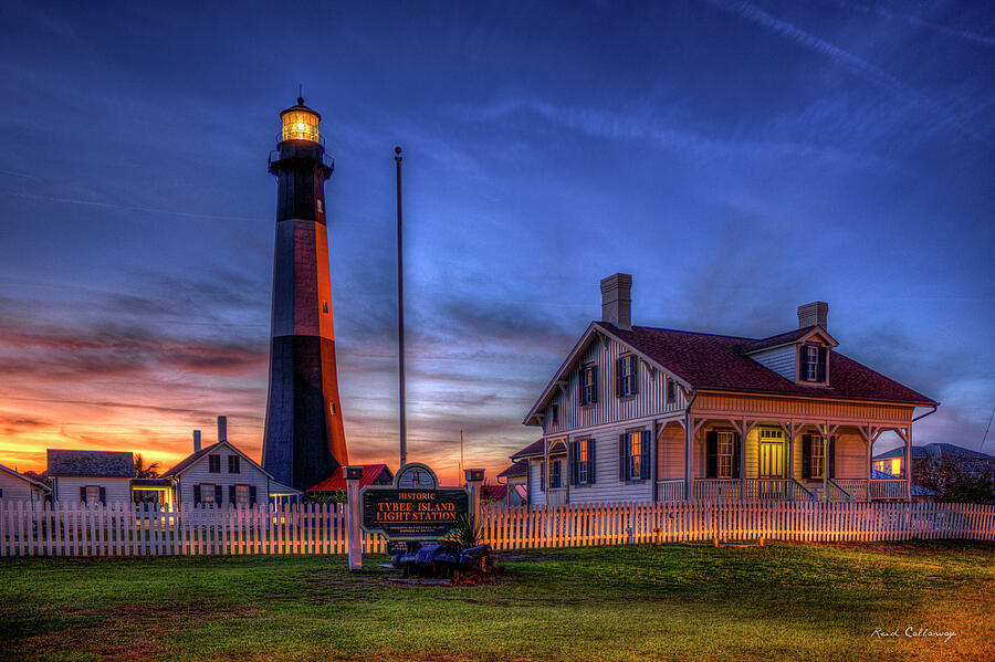 Boat Photograph - Tybee Island GA The Lighthouse Sunset Architectural Seascape Art #2 by Reid Callaway