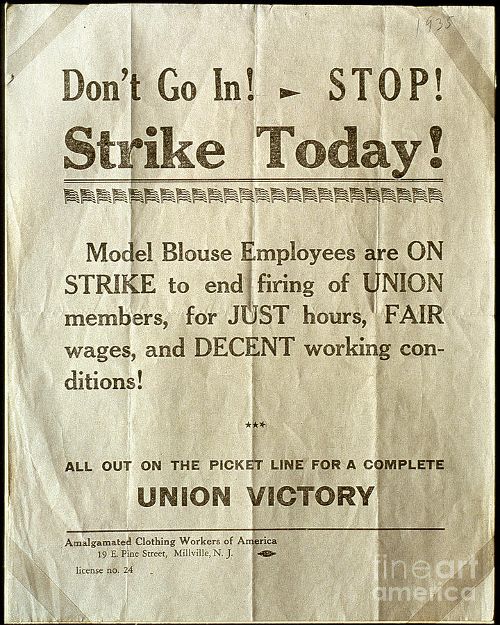 Nj: Strike Poster, 1935 Photograph by Granger