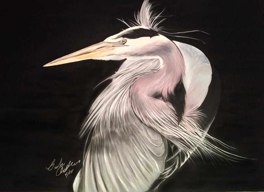NM Blue Heron Painting by Barbara Andrews