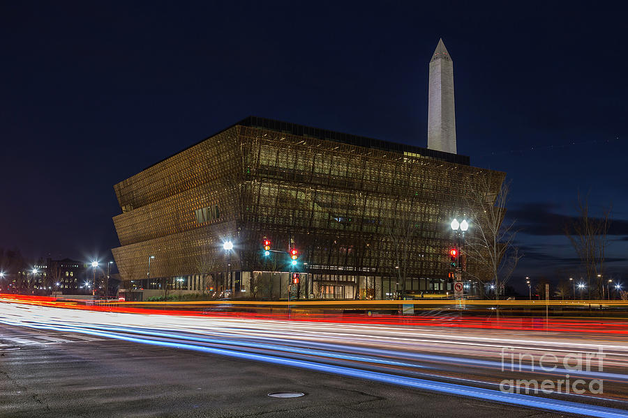 NMAAHC and Traffic Light Trails I Photograph by Clarence Holmes