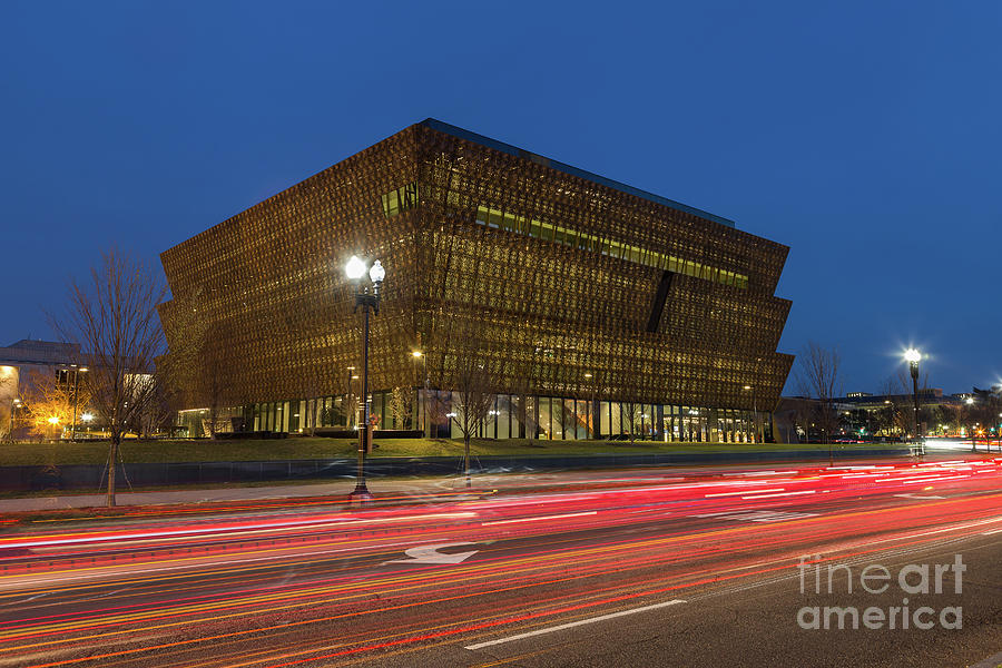 NMAAHC and Traffic Light Trails III Photograph by Clarence Holmes