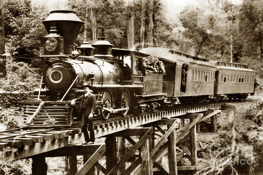 North Pacific Coast Railroad Photograph - No. 11 Marin 4-4-0  North Pacific Coast Railroad Circa 1885 by Monterey County Historical Society