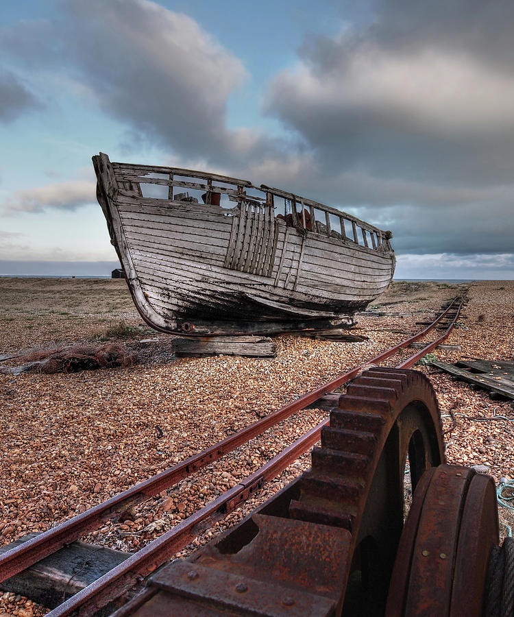 No More Fishing - Abandoned Boat and Rusty Winch Photograph by Gill Billington