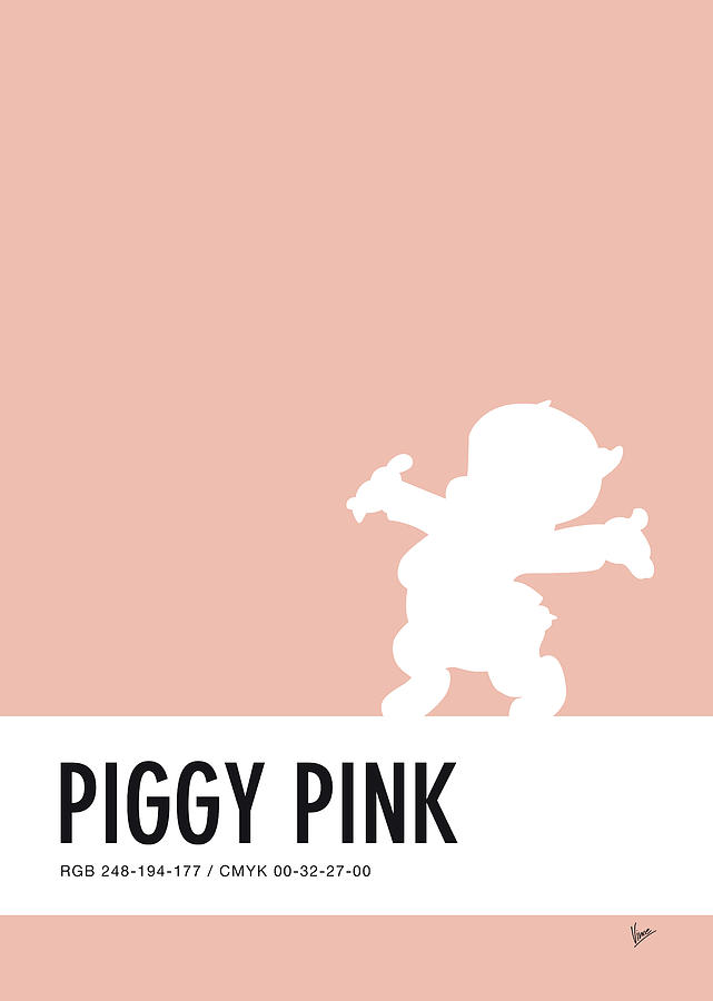 No17 My Minimal Color Code poster Porky Pig Digital Art by Chungkong Art