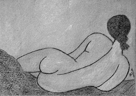 Female Nude Drawing - No.310 by Vijayan Kannampilly