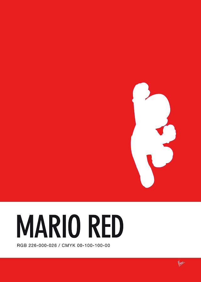 No33 My Minimal Color Code poster Mario Digital Art by Chungkong Art