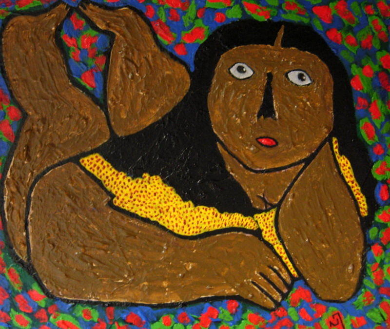Reclining Woman Painting - No.351 by Vijayan Kannampilly Reclining Woman Painting - No.351 by Vijayan Kannampilly
