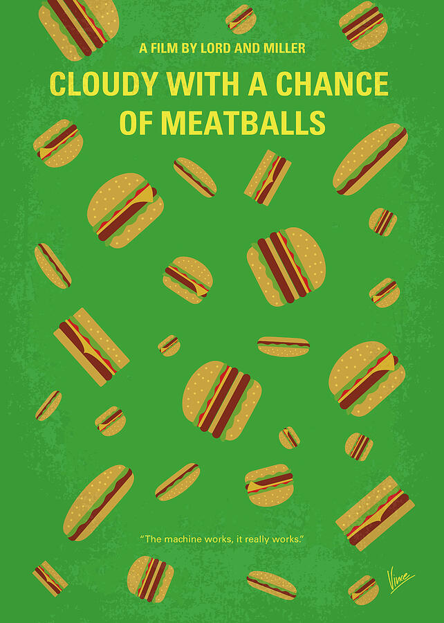 No778 My Cloudy with a Chance of Meatballs minimal movie poster Digital Art by Chungkong Art