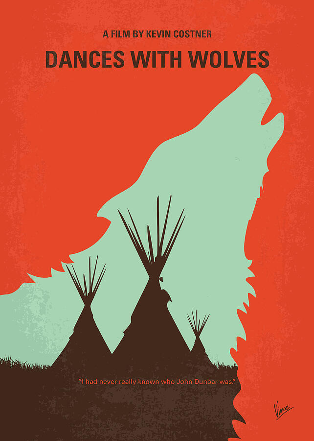 No949 My Dances with Wolves minimal movie poster Digital Art by Chungkong Art