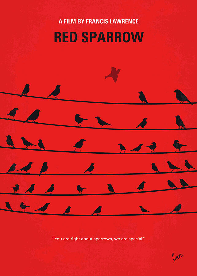 Sparrow Digital Art - No960 My Red Sparrow minimal movie poster by Chungkong Art
