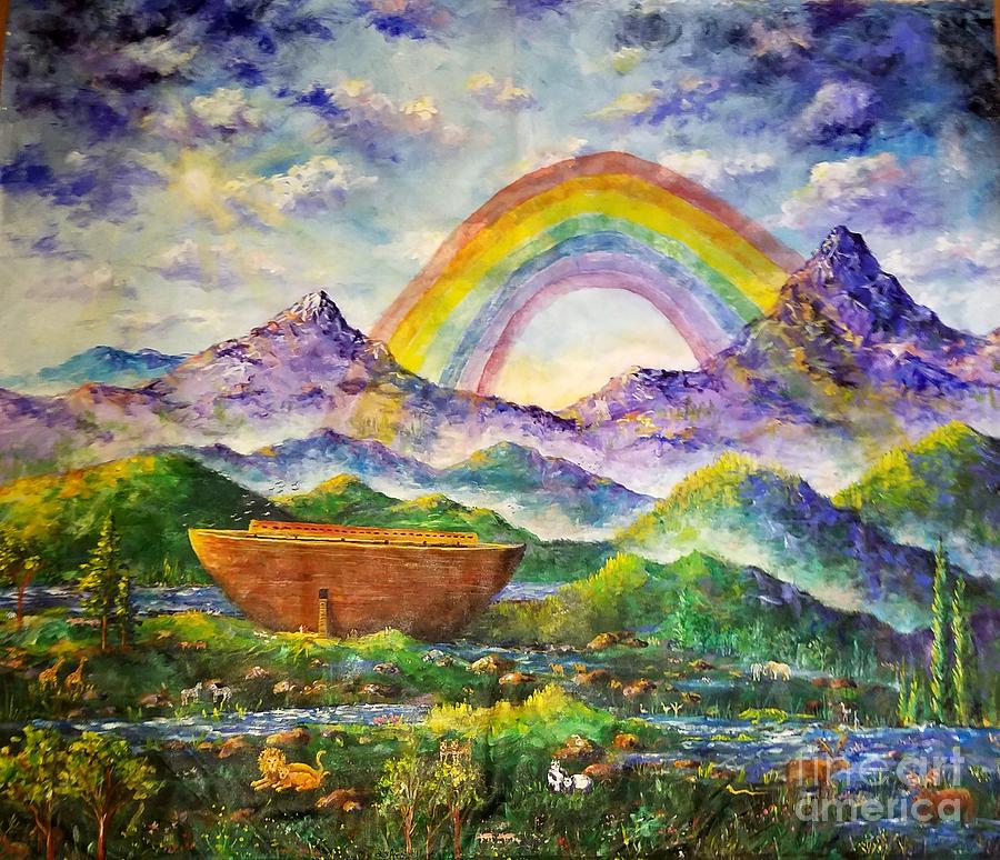Noah's Ark Rainbow Redemption Giclee Art Oil painting printed on canvas  L3030
