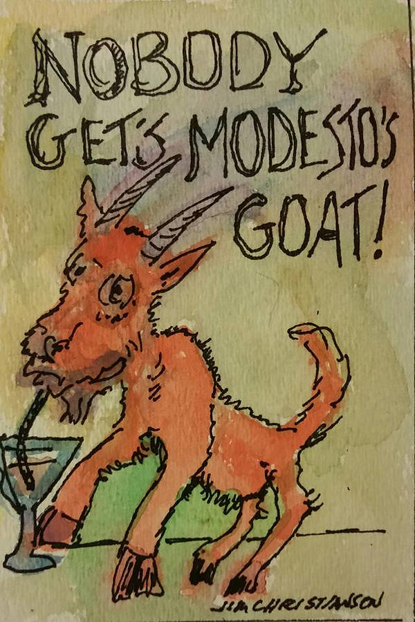 Nobody Gets Modestos Goat Painting by James Christiansen