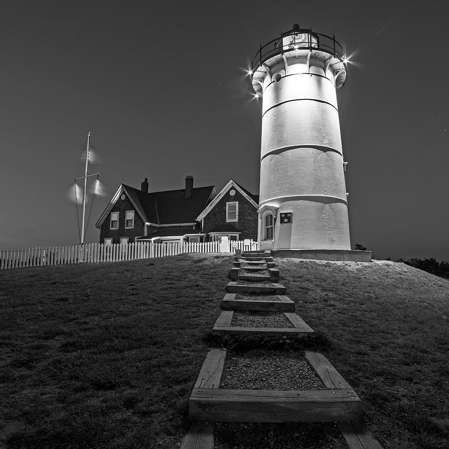 Lighthouse Photograph - Nobska Light Falmouth MA Cape Cod Black and White by Toby McGuire