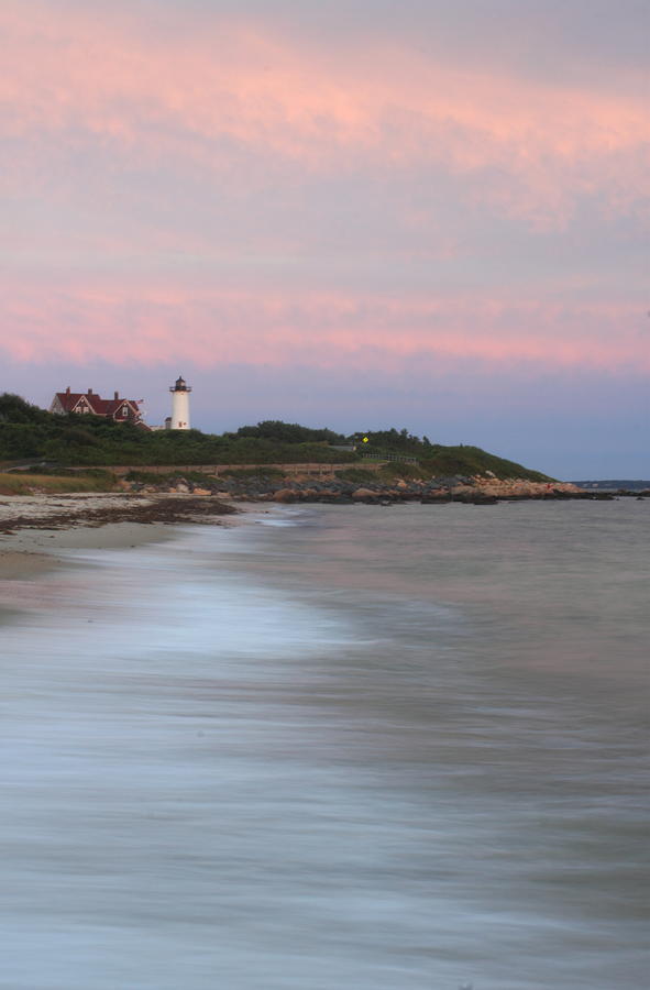 Sunset Photograph - Nobska Lighthouse Evening Surf by John Burk