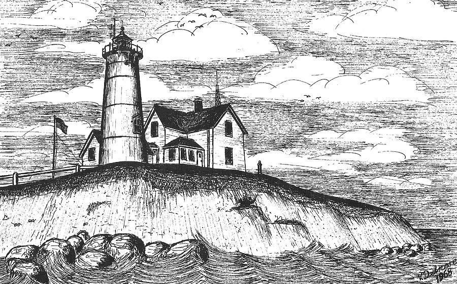 Nobska Point Light Drawing by Vic Delnore