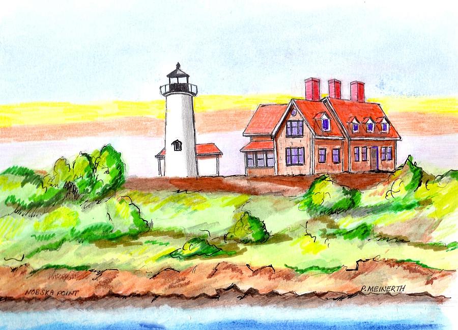 Nobska Point Lighthouse Drawing by Paul Meinerth