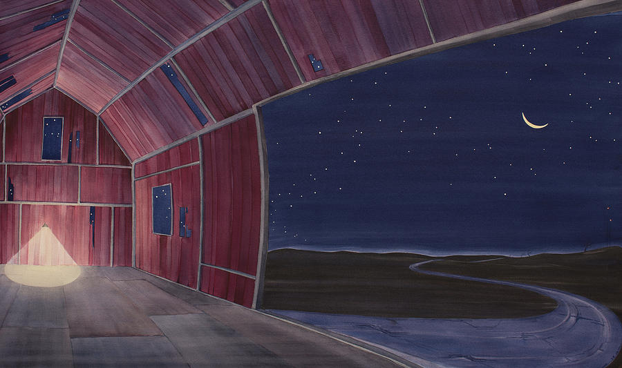 Barn Painting - Nocturnal Barnscape by Scott Kirby
