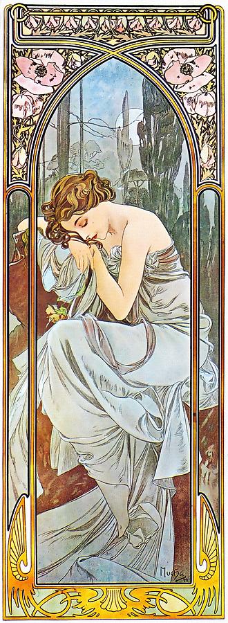 Nocturnal Slumber Painting by Alphonse Mucha