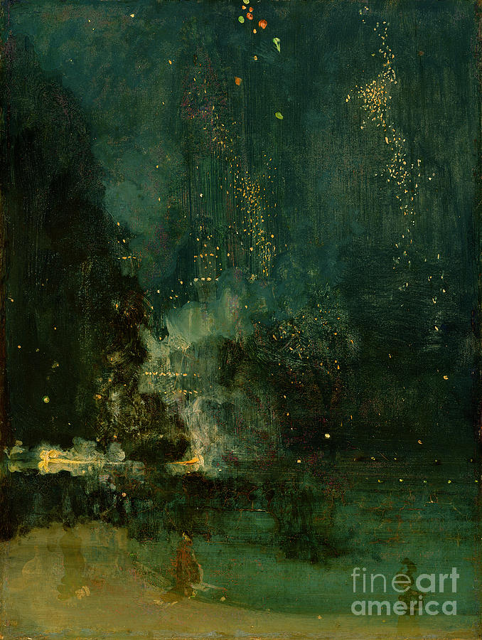 Nocturne Painting - Nocturne in Black and Gold - the Falling Rocket by James Abbott McNeill Whistler