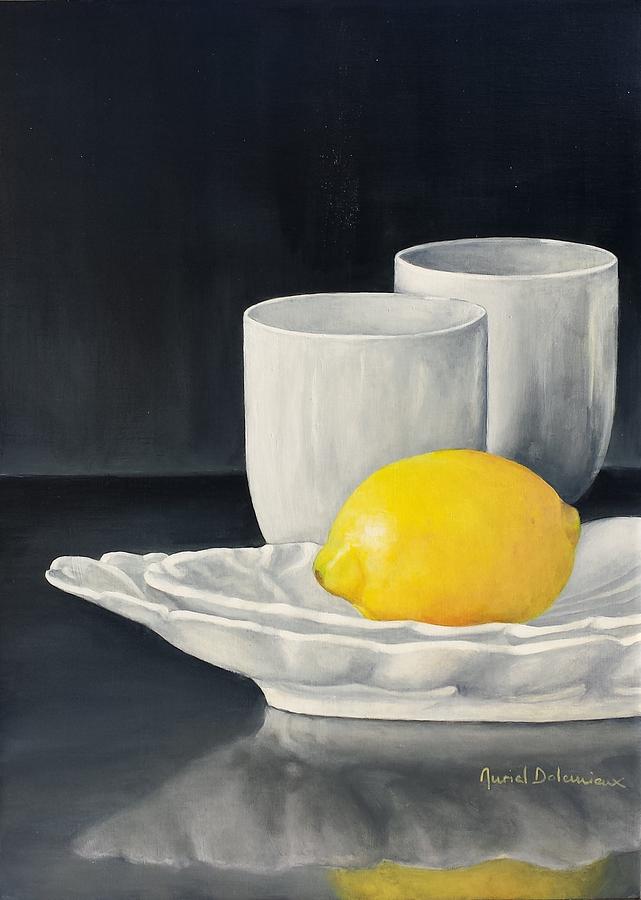 Noir Citron Painting by Muriel Dolemieux