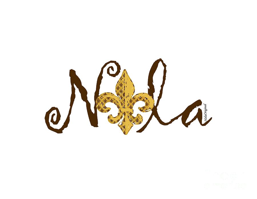 Typography Mixed Media - Nola in Brown by NolaOriginals