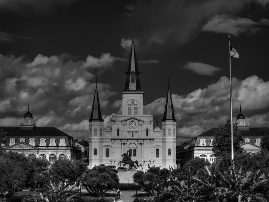 NOLA - St. Louis Cathedral 001 BW Photograph by Lance Vaughn