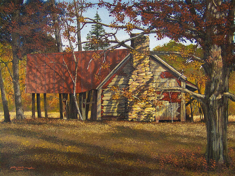 Winter Painting - Nolan Corners Farmhouse by Peter Muzyka