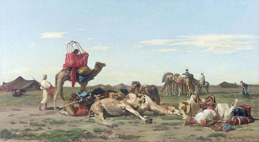 Camel Painting - Nomads in the Desert by Georges Washington