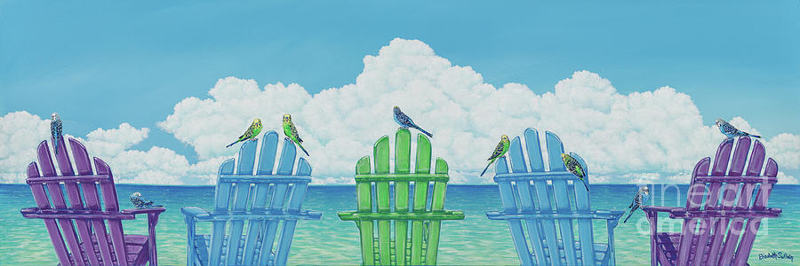 Parakeet Painting - Non Hostile Takeover by Elisabeth Sullivan