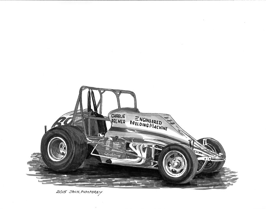 Non wing Sprint Race Car Painting by Jack Pumphrey