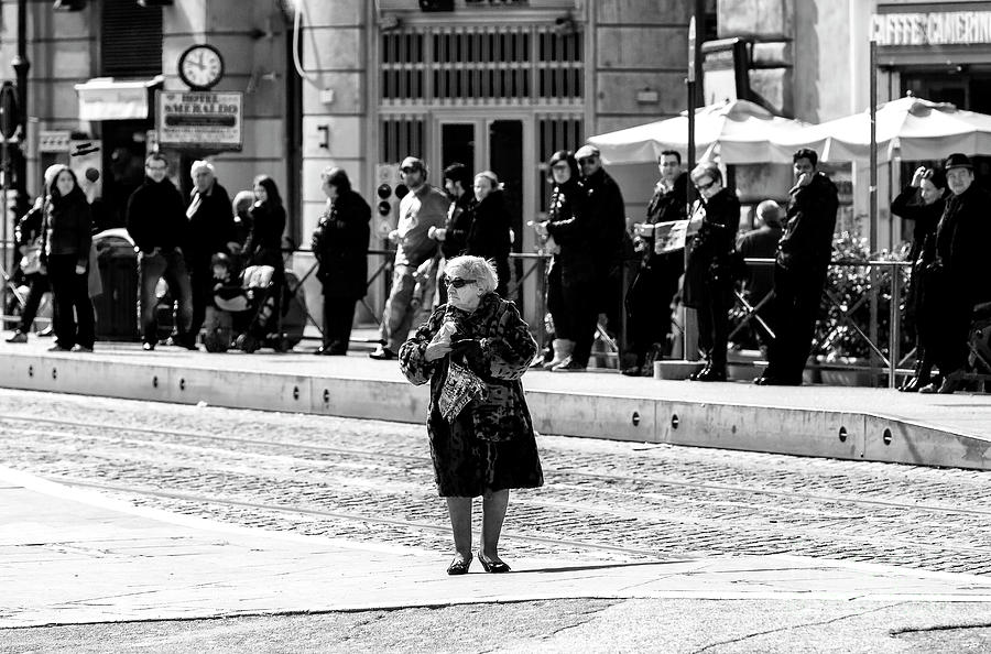 Nonna Crossing in Rome Photograph by John Rizzuto