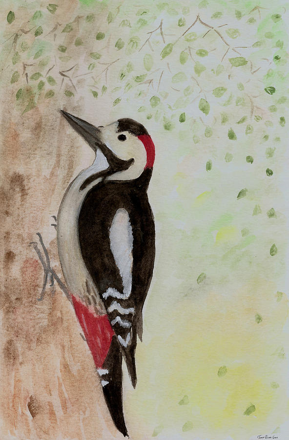 Woodpecker Painting - Nookie the Woodpecker by Tomer Rosen Grace