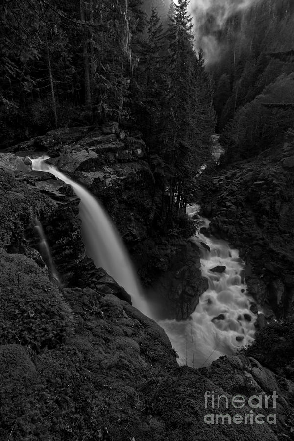 Nooksack Falls Black And White Portrait Photograph by Adam Jewell