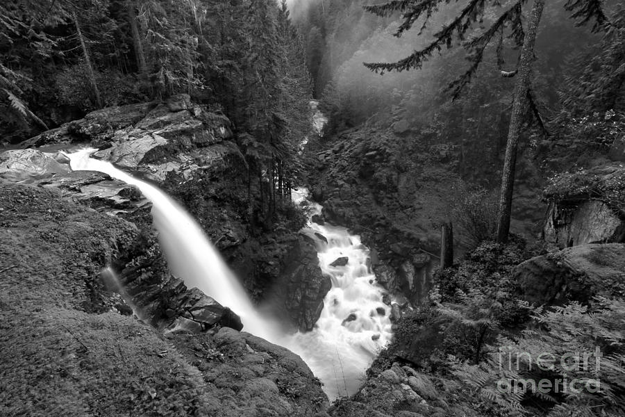Nooksack Falls Landscape - Back And White Photograph by Adam Jewell
