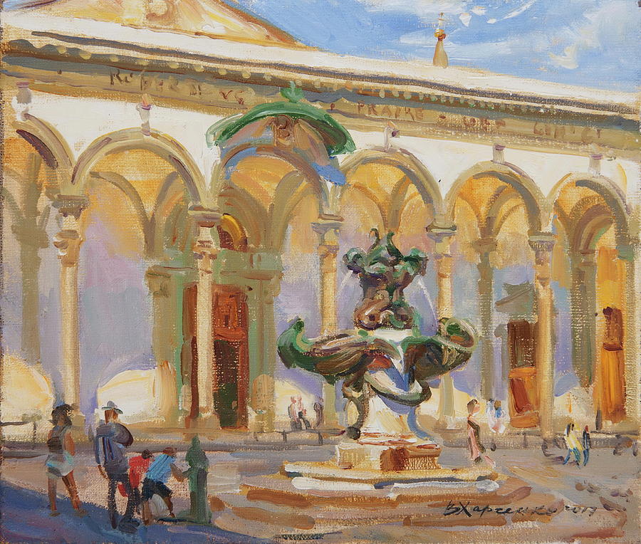 Noon In The Square Of St. Annunziata Painting