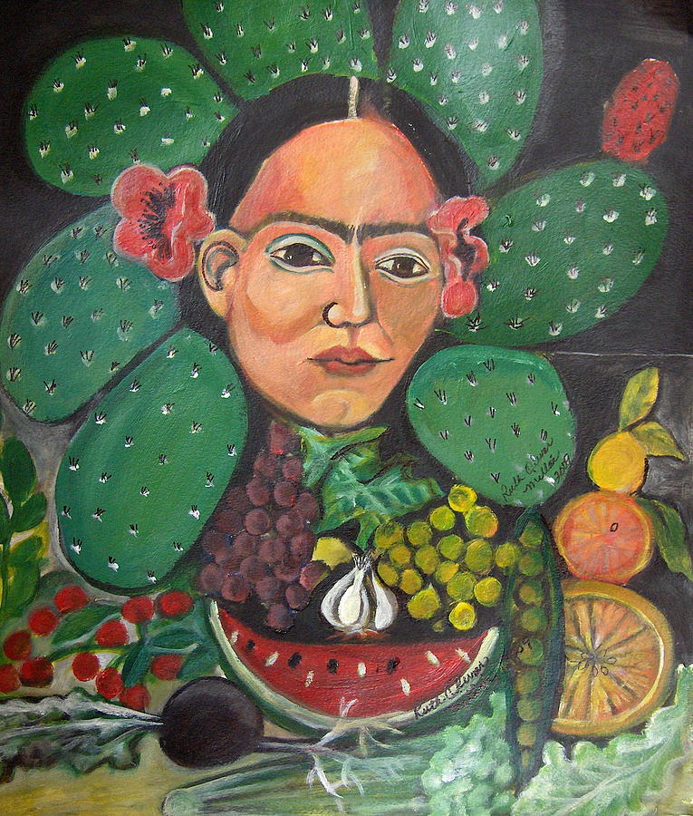 Food Painting - Nopales for Lunch by Ruth Olivar Millan Food Painting - Nopales for Lunch by Ruth Olivar Millan