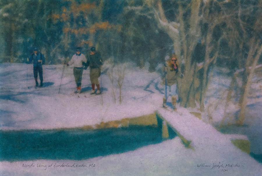 Nordic Skiers at Borderland State Park Painting by Bill McEntee